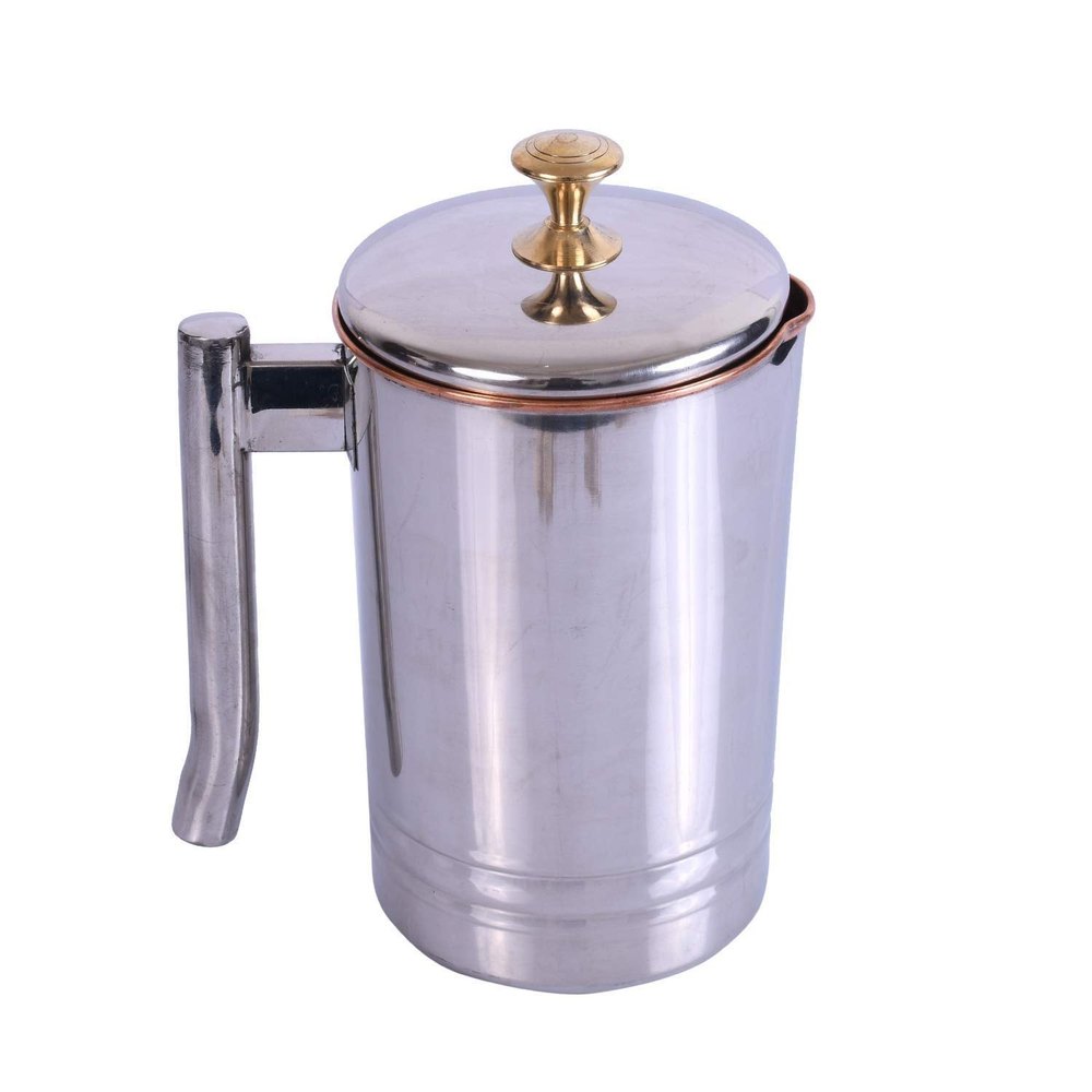 Silver Round Copper Jug, For Home, Size: 2000mL