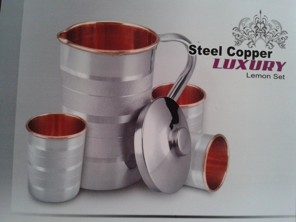 Silver Round Copper Steel Jug, For Home