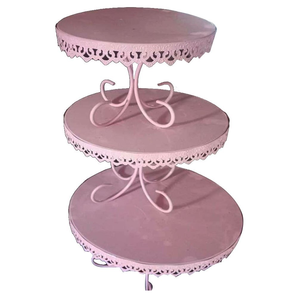 Table Top Round Iron Three Tier Cake Stand, For Weddings, Size: 10 Inch