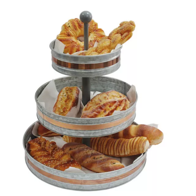 Silver Platter Antique Galvanized Cake Stand, For Home, Packaging Type: Box
