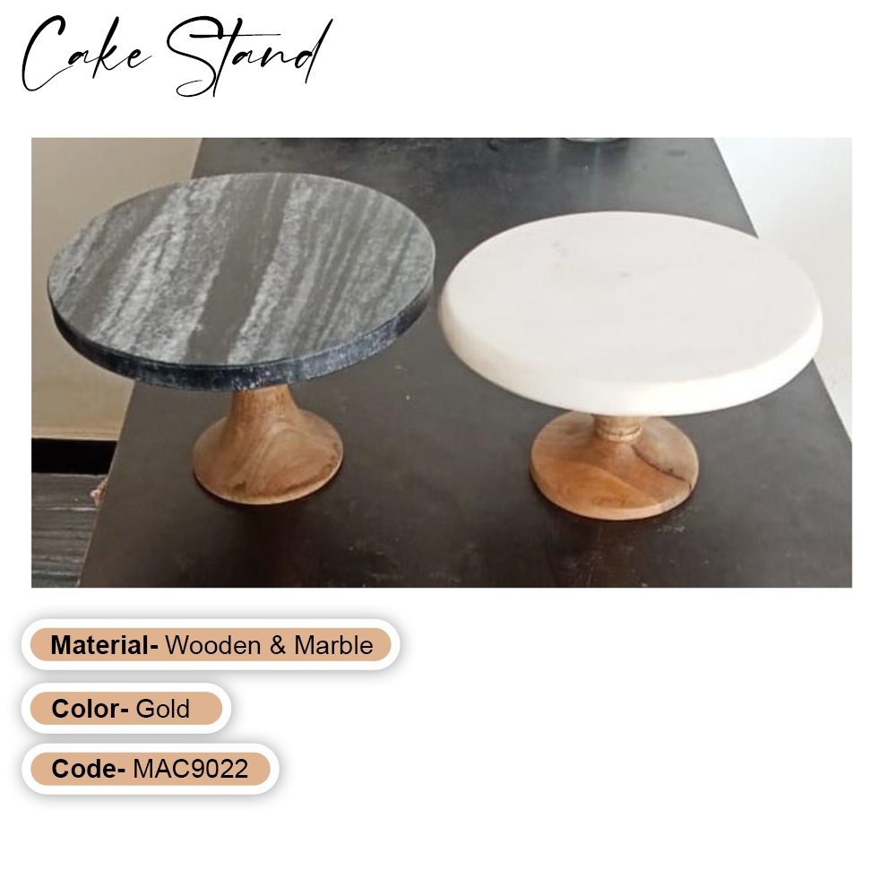 Set of 2 Handcrafted Marble Top Cake Stand, Packaging Type: Box, Round