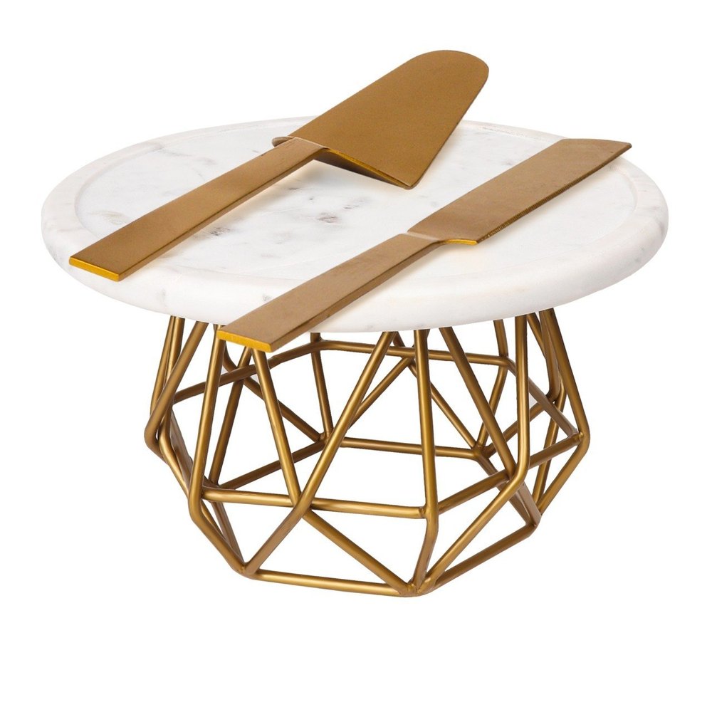 Cake Stand Marble 10 inch with cutlery