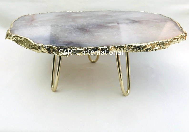 Silver Platter Agate Cake Stand, For Home, Packaging Type: Box