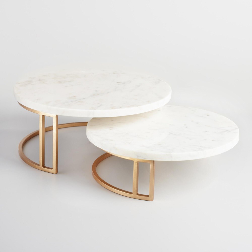 Marble And Metal White Cake Stand, Shape: Round