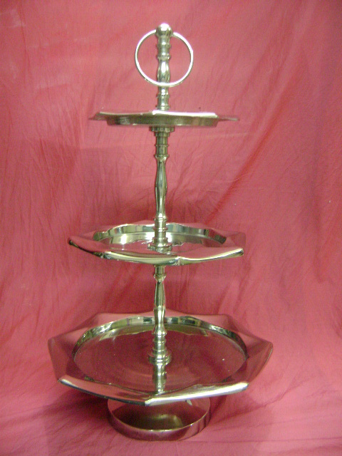 Silver brass Aluminium Cake Stand, Hexagonal, Size: Variable