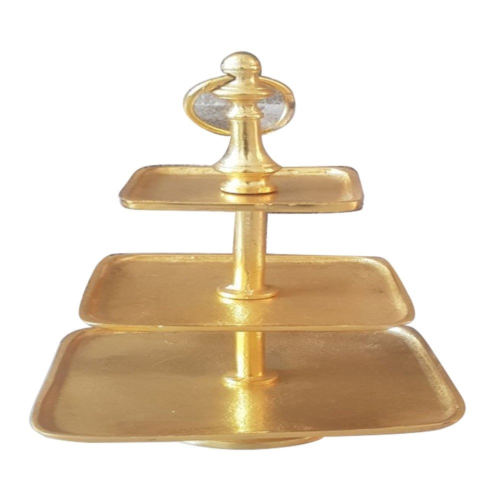 Aluminum Casting 3 Tier Gold Plating Cake Stand, Packaging Type: Box, Size: 12x10inch