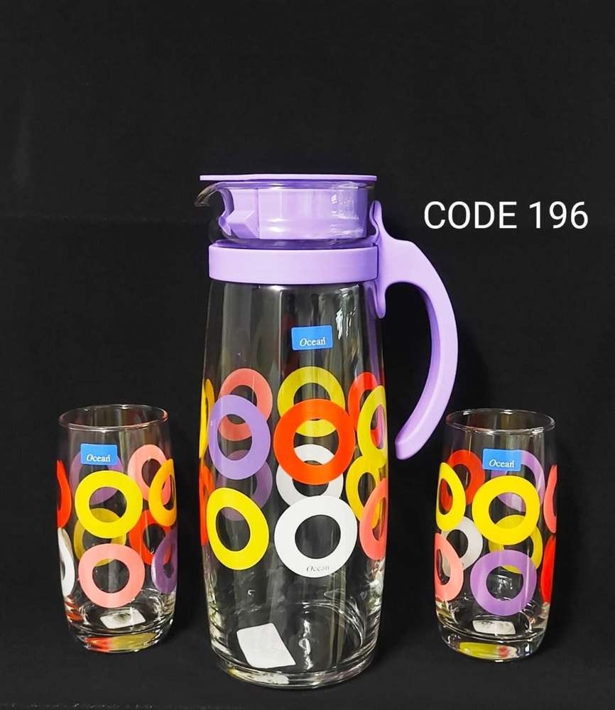 Glass 7 Pc Ocean Lemon Set Design