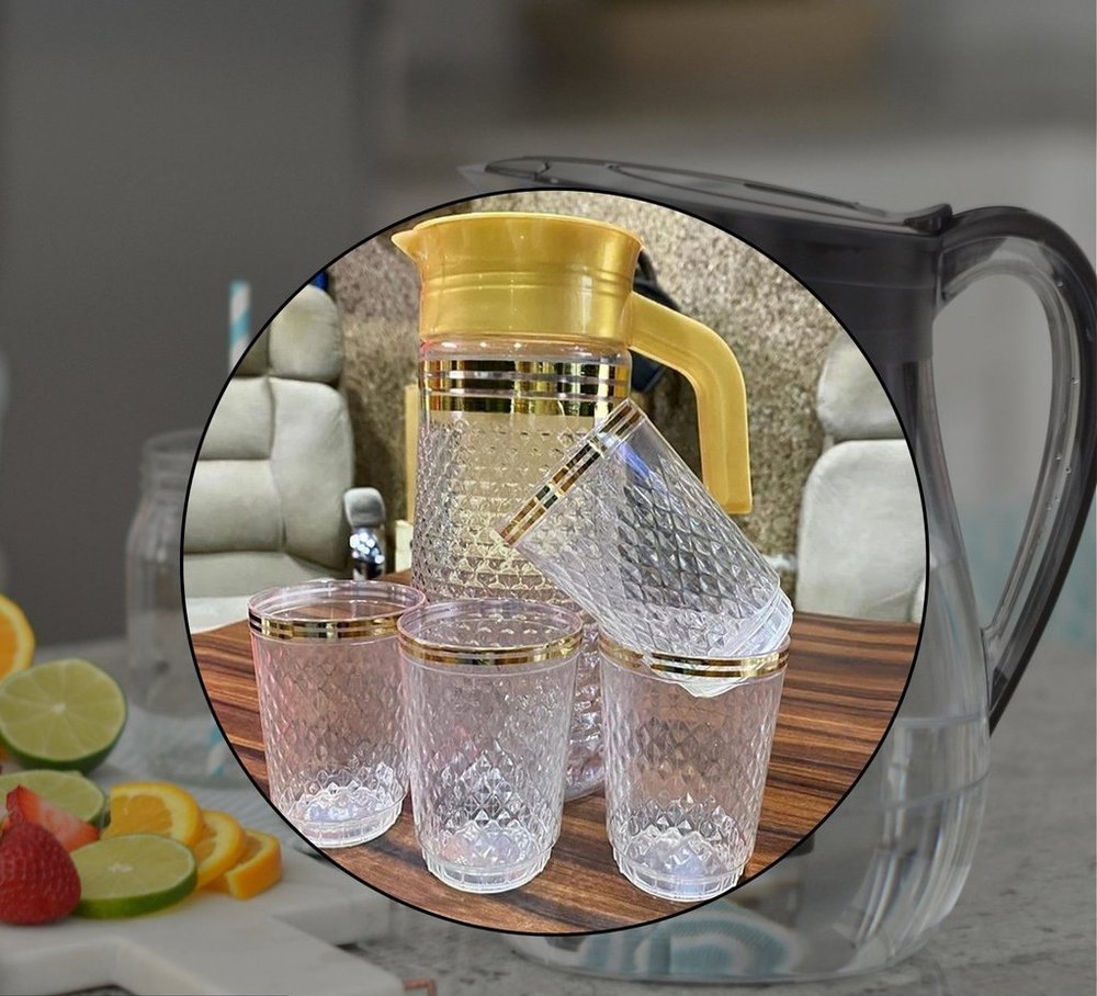 Plastic Transparent Unbreakable Lemon Juice Jug Set