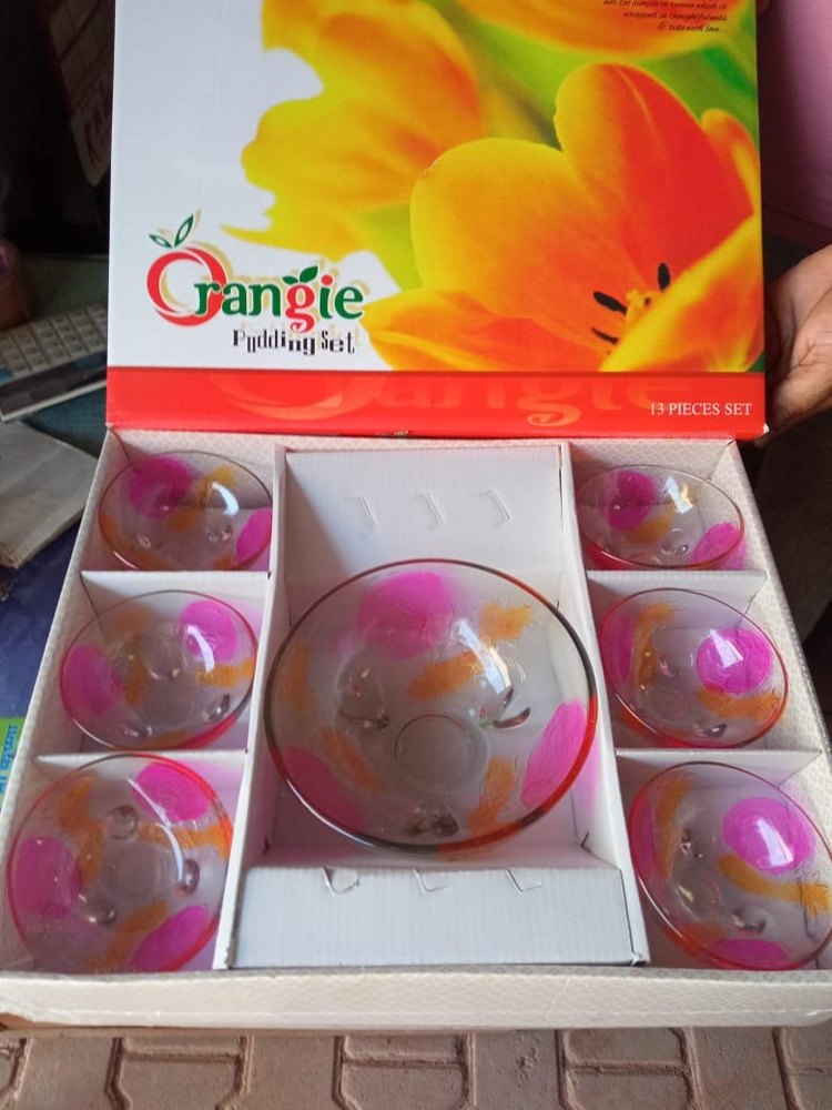 Transparent Glass pudding set, For Gift, Home Use