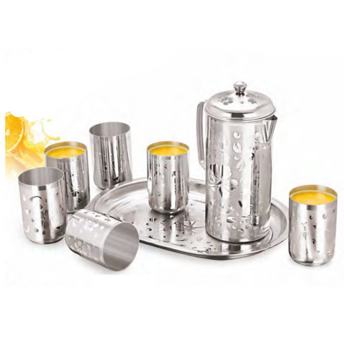 Gurukrupa Silver SS Mattrix Finish Lemon Set