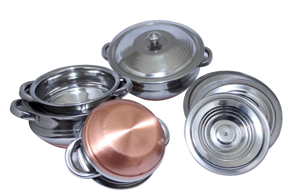 Metal White Ss Copper Bottom Handi