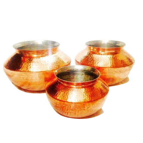 ansh Round Copper Handi