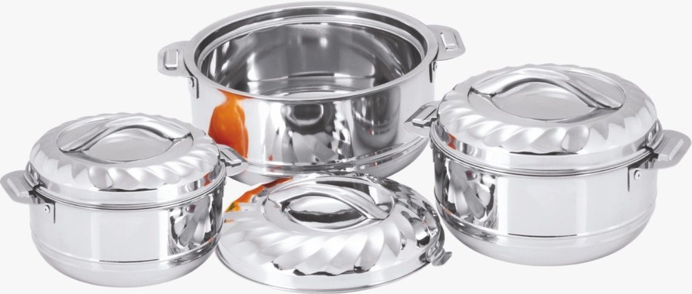 Silver 3 pieces Lexi Treat Designer Lid with Double Gouted Bowl Gift Set, For Hotel/Restaurant, Capacity: 1000/1500/2500