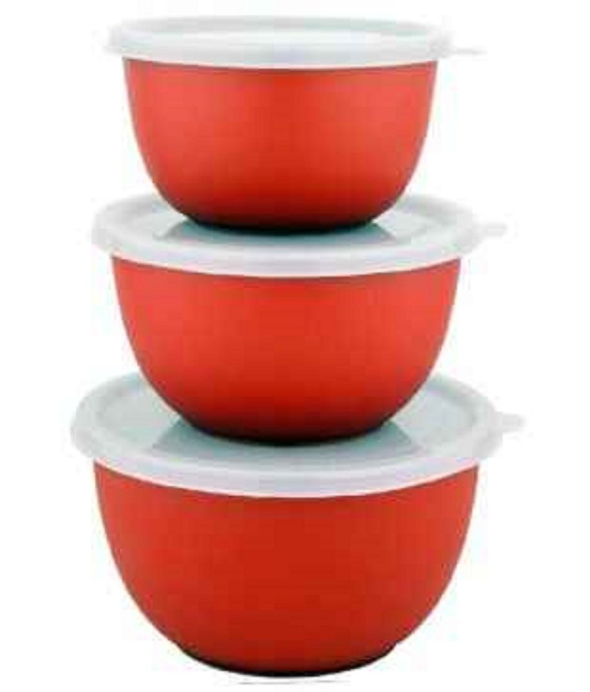 Ridhi Sidhi Red Euro Bowl Set Of 3, Size: 16-18-20