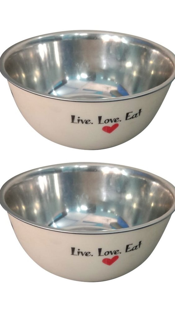 Polished Stainless Steel Cream Euro Bowl Set, Size: 6 Inch