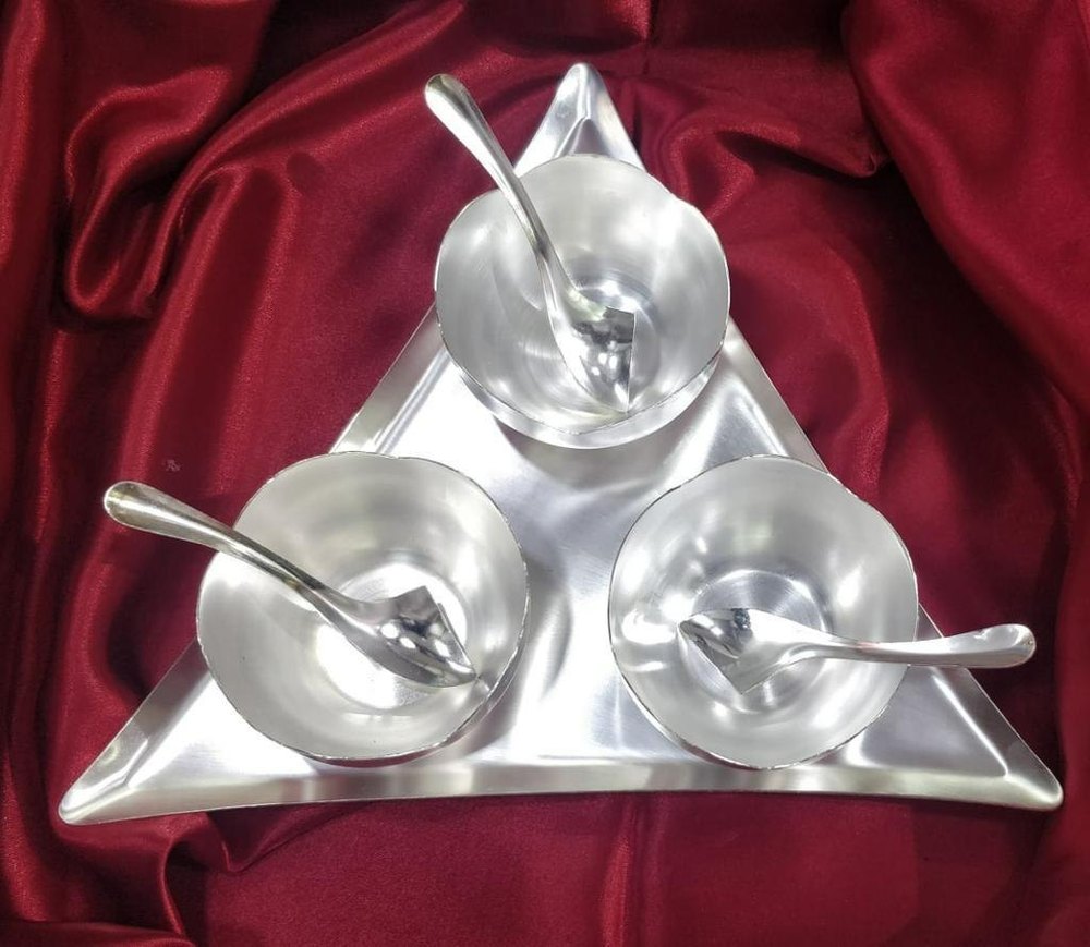 Vihanika Silver Polished German steel bowl set