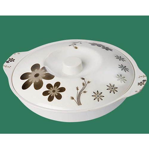 Pashupati White Melamine Serving Bowl with Lid