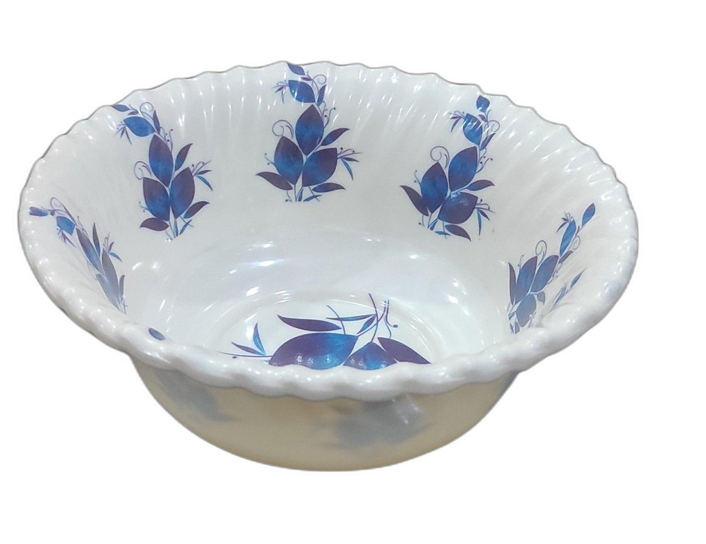 Glossy White And Blue 5.7inch Round Melamine Serving Bowl, Design/Pattern: Printed