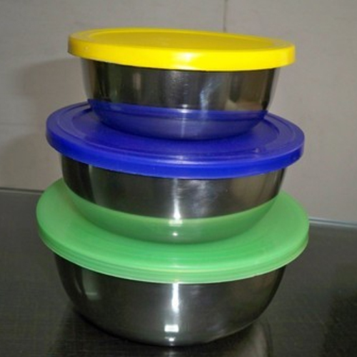 Maple Steel Bowls With Plastic Lids
