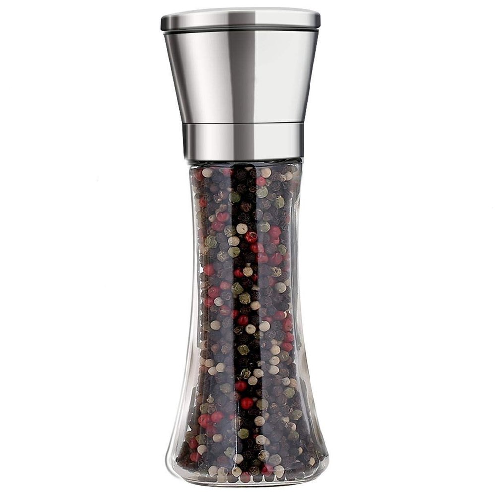Glass Salt And Pepper Grinder & Coarseness Pepper Mill Shaker & Ceramic Rotor Spice Crusher