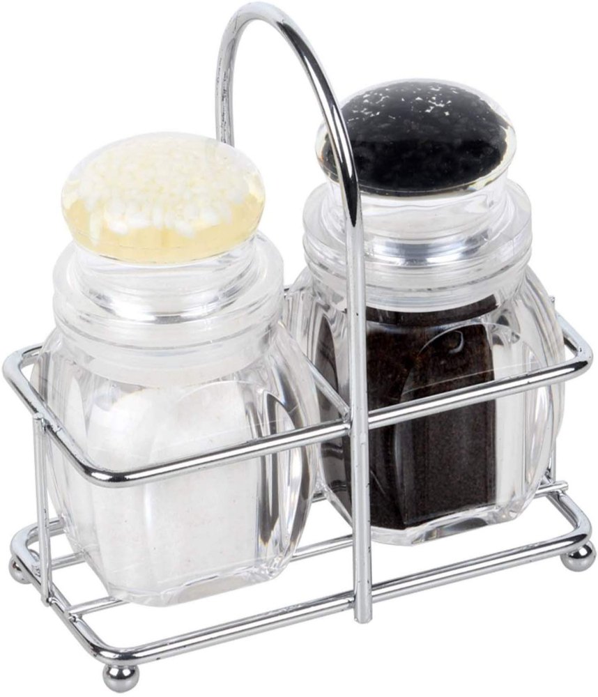 Stand Glass Acrylic Salt and Pepper Shakers Set, For Home, Hotel, Size: 12 X 11 X 6 Cm