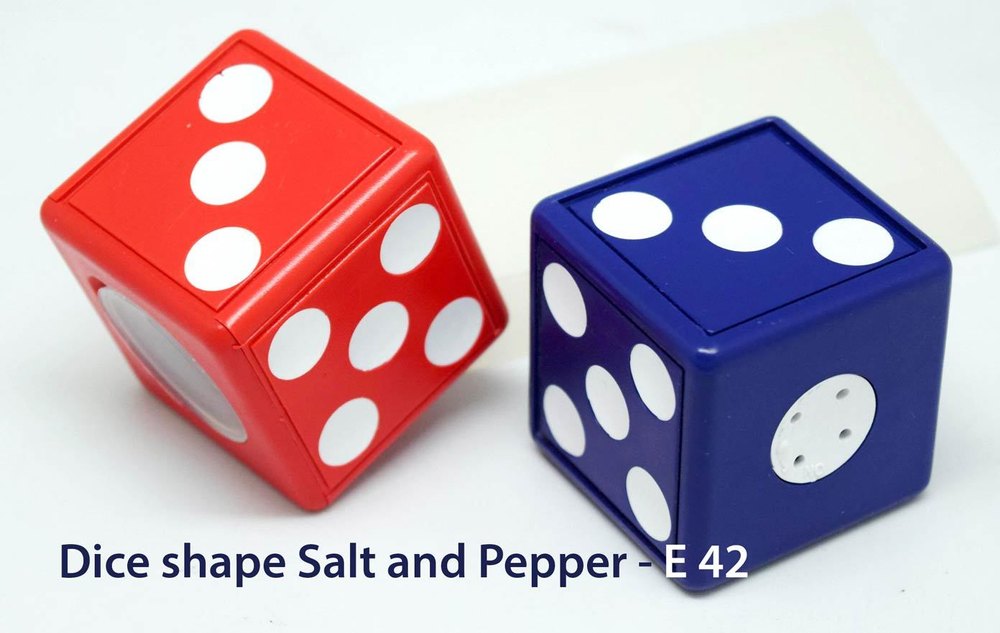 Blue, Red Plastic Dice Shape Salt And Pepper, Packaging Type: Box, Model Name/Number: E 42