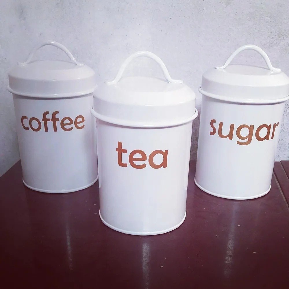 Canister/Kitchen Storage for Tea Coffee Sugar pack of 3 (DUDK-CANI-STOR-BOX-P3-GIMM-PIST)