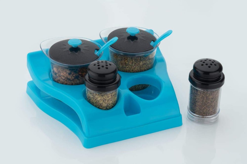 Plastic Orange and Blue 4 In 1 Mukhwas Tray, For Dinning Spice Stand, Packaging Type: Box