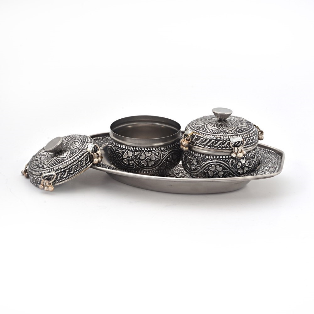 Little India Silver Mouth Freshener Box n Tray Set 303