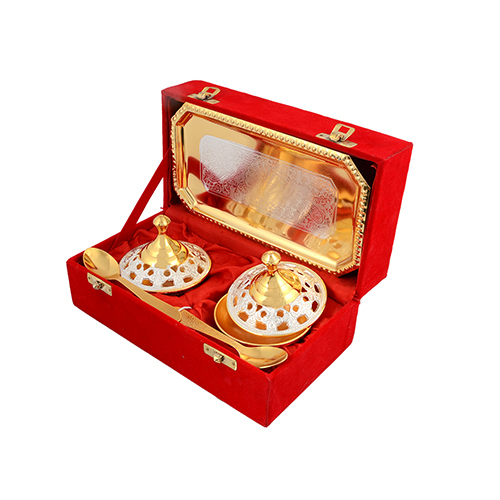 Anand Crafts Made Of Brass Silver Gold Plated Mouth Freshener Set, Packaging Type: Box