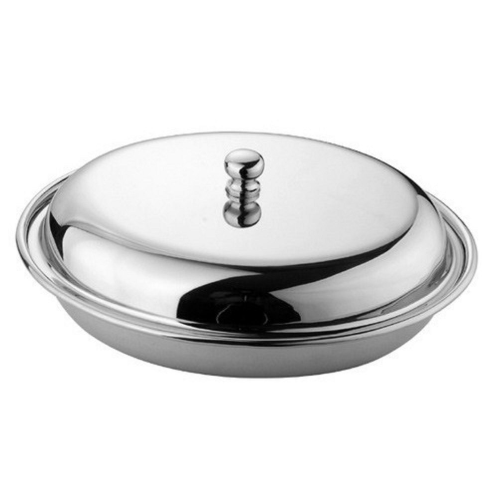 SS Silver Round Curry Dish With Lid, For Home