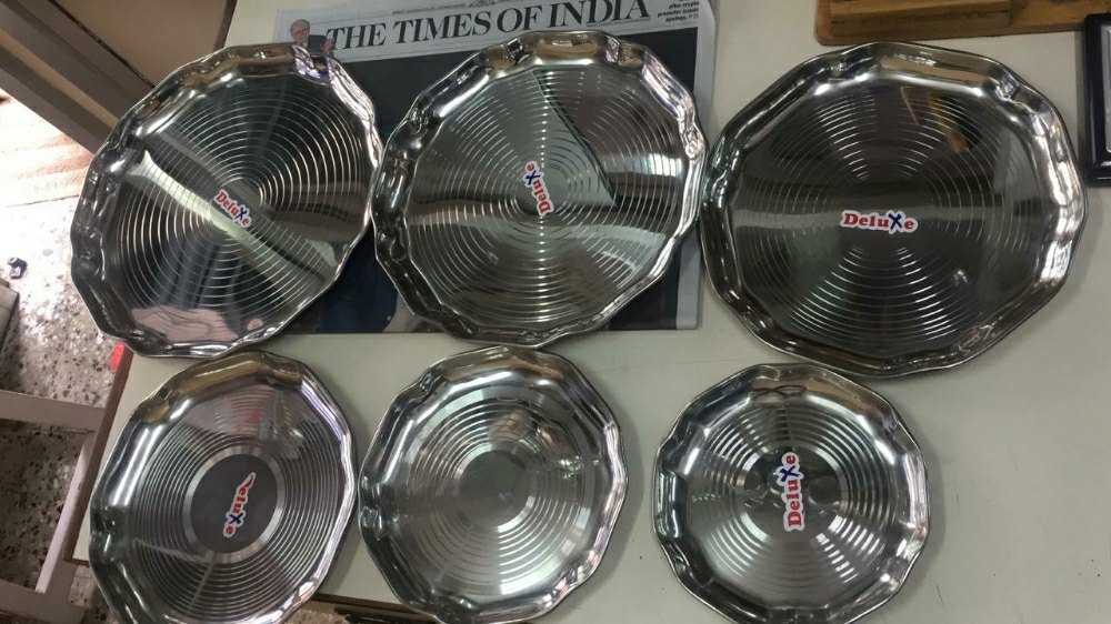 Silver Stainless Steel Fancy Plate, For Home