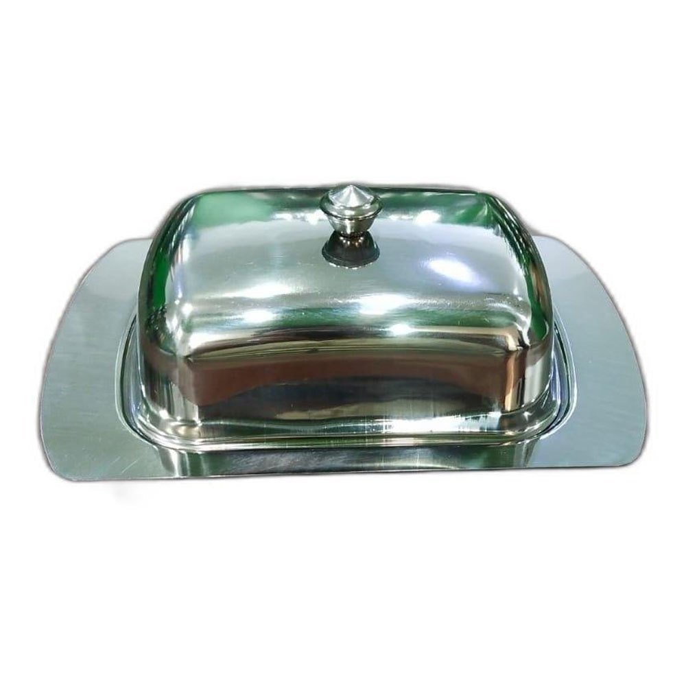 Silver Stainless Steel Double Wall Butter Dish For Hotel/Restaurant