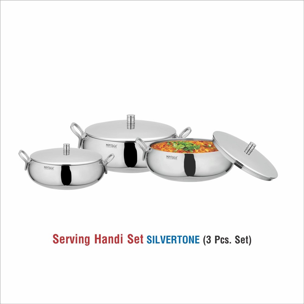 Steel Serving Dish -Silvertone 2 Pcs Gift Set, For Home