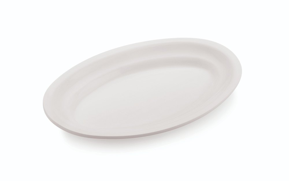 White Plain Enrich Plastic Oval Platter Medium (OP 263), For Hotel, Size: 255x170mm