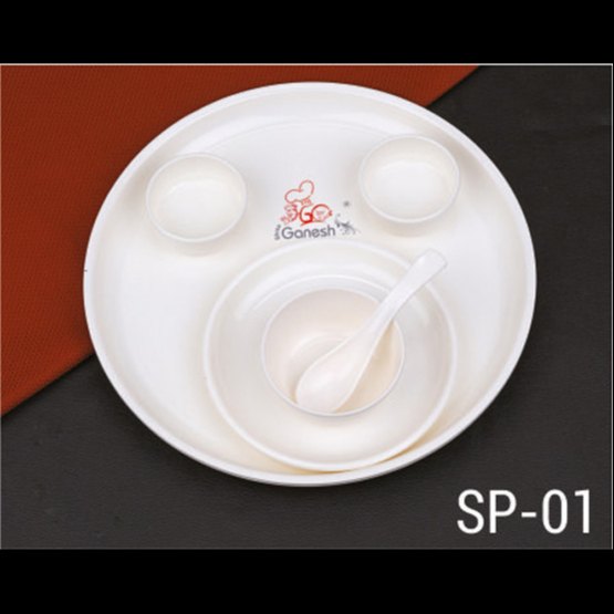 Plastic White Round Heavy Dish Set, Packaging Type: Box