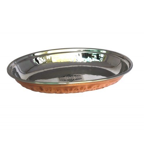 Copper Hammered Oval Dish