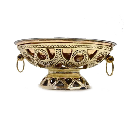 Brass Oval Snack warmer w Copper Steel Dish