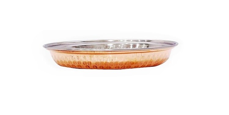 Reddish Brown Copper Serving Oval Dish, For Home