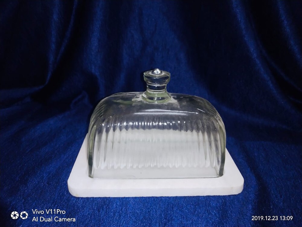 White Marble Butter Box, Size: 6.5 Inches, Rectangular