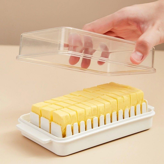 Plastic White Butter Cutting Storage Box, Square