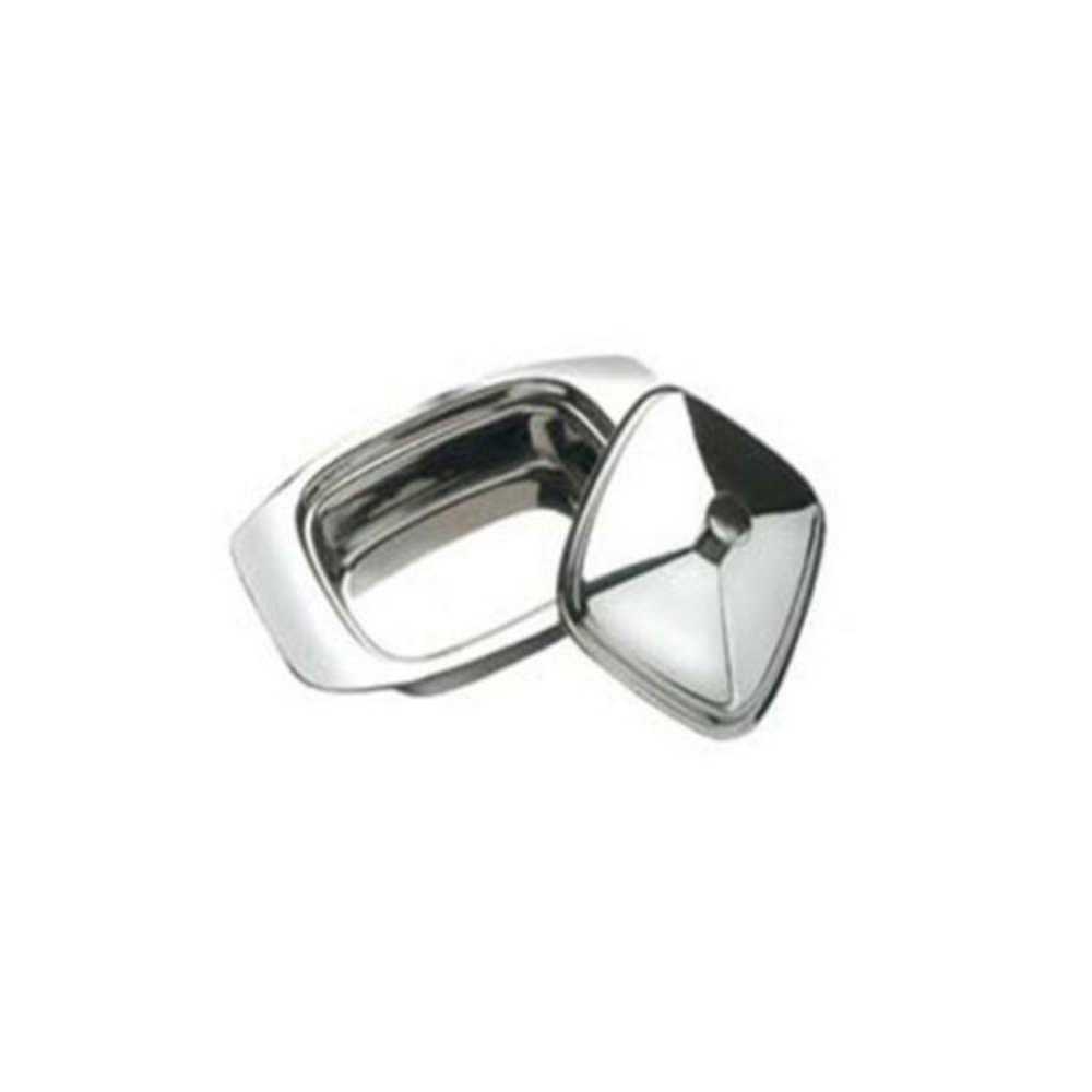 SS 202 Silver Butter Dish With Cover, Packaging Type: Box
