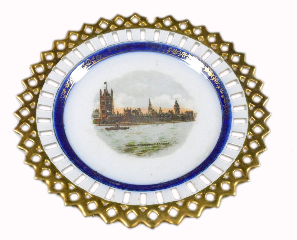 Vintage Lattice Porcelain Germany Dish Plate Gold Accent Decorative. i20-3
