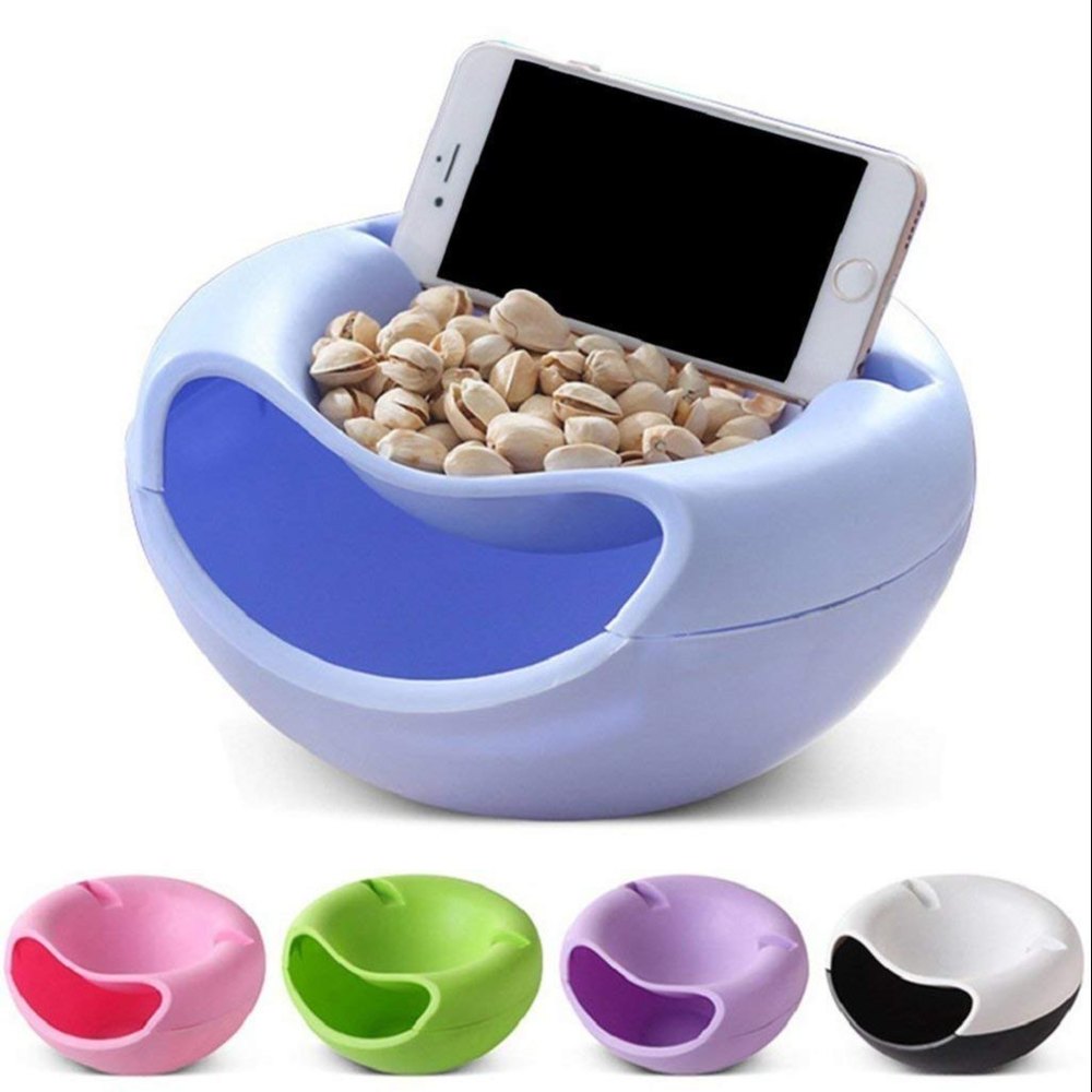 Fruit Dish Snacks Nut Melon Seeds Bowl Double Layer Candy Plate Peels Shells Storage