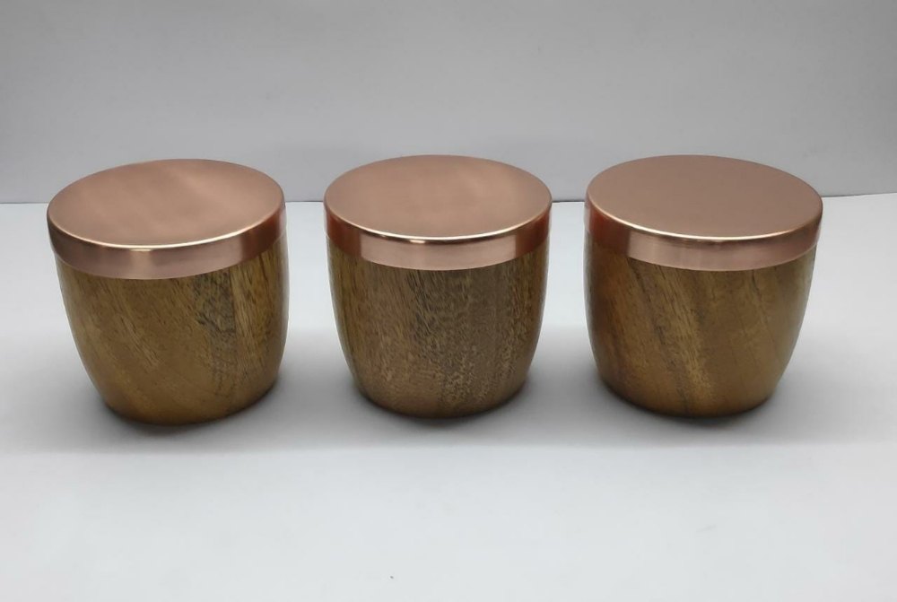 Copper, Natural Wood Iron, Wooden Nut Bowl, For Interior Decor, Size: 3.5x3.5