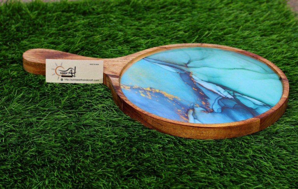 Milti clour Wooden with enamel coated Pizza Wood Platter, Size: 10x10 Round Circle