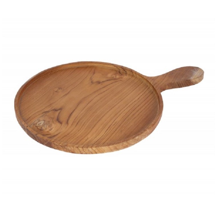 Natural Round Wooden Pizza Platter, Size: 12x16 Inch