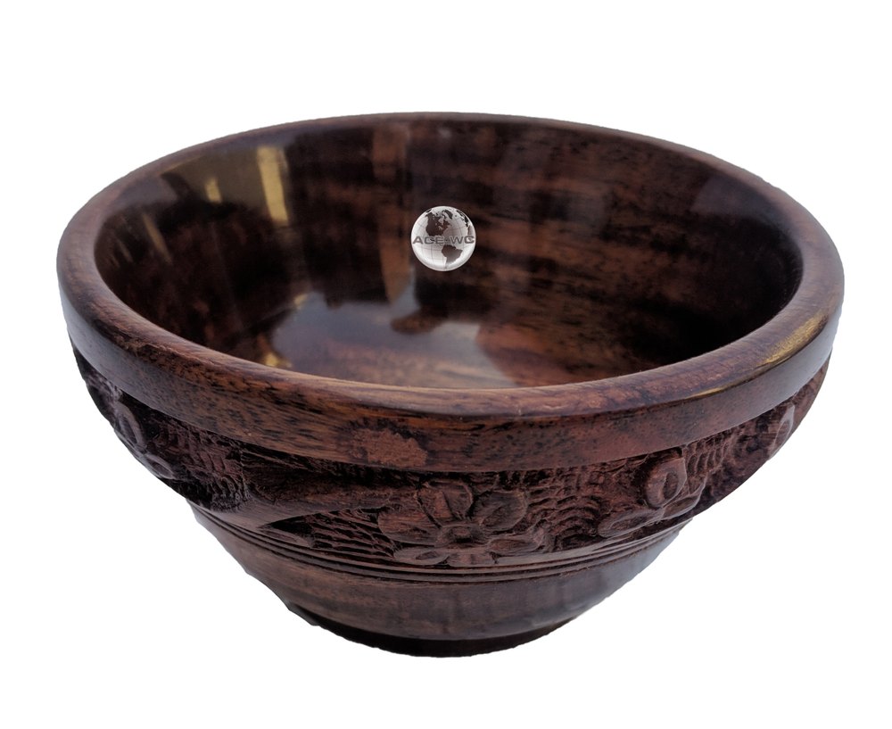 Brown Round Handcrafted Wooden Serving Bowl/Platter Set for Kitchen, Packaging Type: Well Packed In Box, Size: 4
