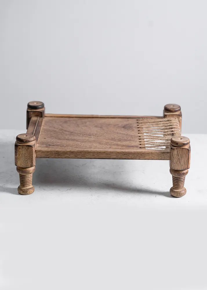 Teak Wood Brown Wooden Khaat Platters, Size: 15x8x5