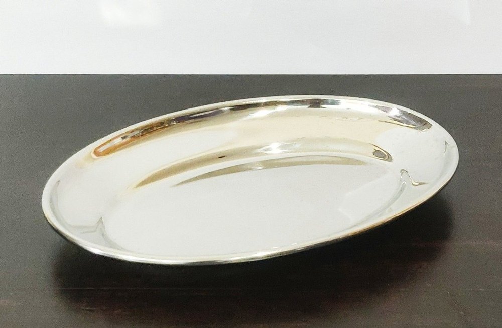 Silver Round Stainless Steel Oval Platter, Size: 12x8Inch(LxB)